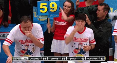 Hot Dog Eating Contest Gif - Stiff Competition At Nathan S Hot Dog ...