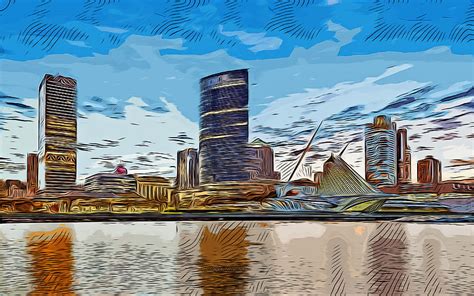 Milwaukee, Wisconsin, , vector art, Milwaukee drawing, creative art ...