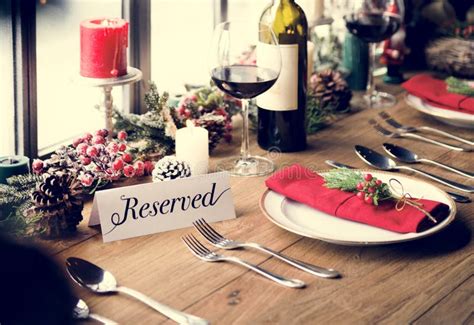 Christmas Family Dinner Table Concept Stock Photo - Image of home, reserved: 80369182