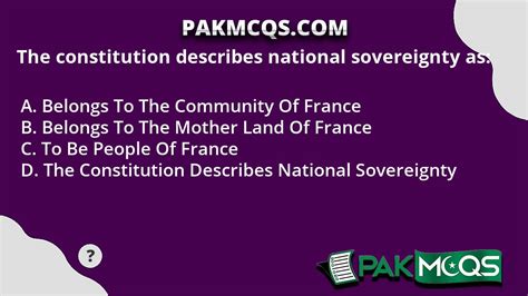 The constitution describes national sovereignty as: - PakMcqs