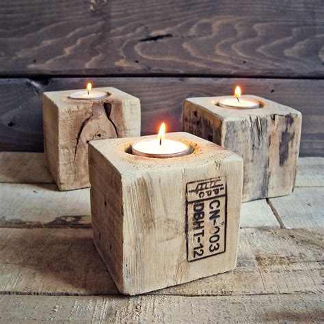 Reclaimed Industrial Wood Tea Light Holder by UtopiaHomeAndGarden | Diy ...