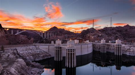 Download wallpaper: Hoover Dam at sunset 1920x1080