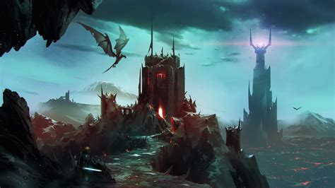 Barad-dûr, fantasy art, The Lord of the Rings, creature, artwork, cyan ...