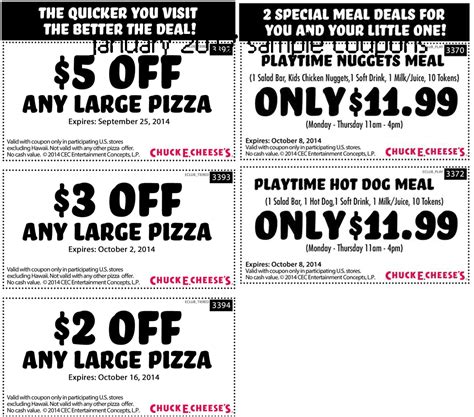 Printable Coupons 2023: Chuck E Cheese Coupons