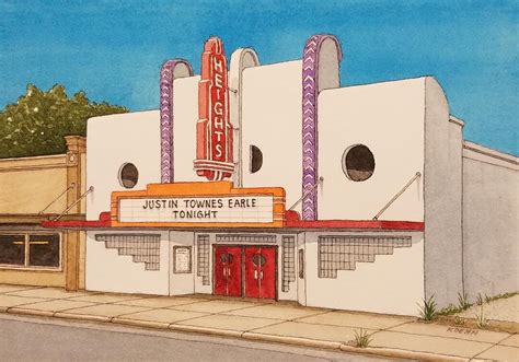 Heights Theater. 8.5 X 11. Houston Texas. Watercolor Painting. Art ...