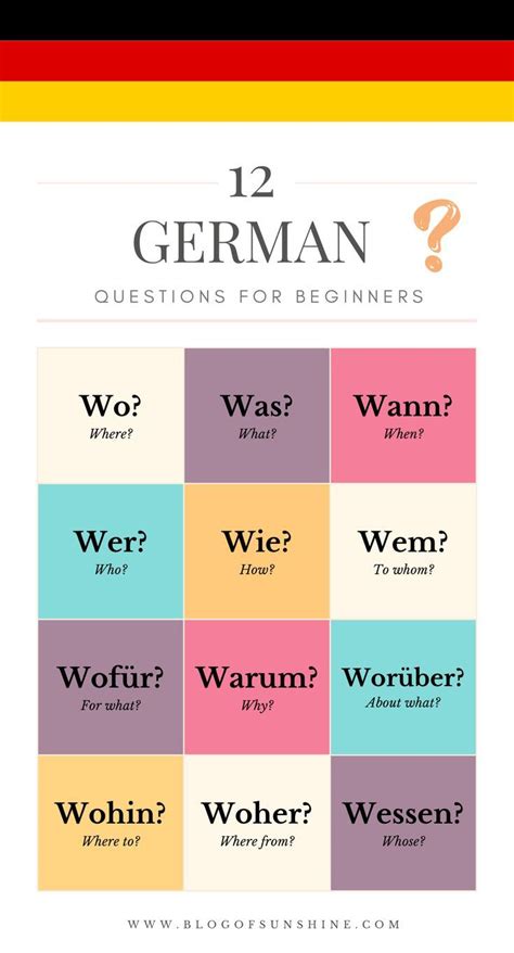 12 German Questions for Beginners Study German, German English, Learn ...