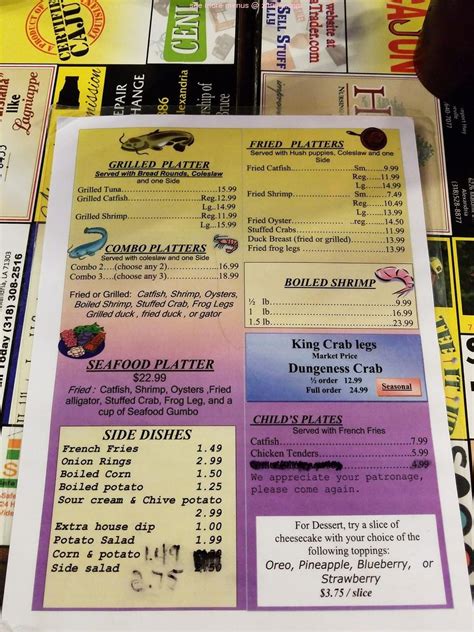 Online Menu of Crazy Cajun Restaurant, Pineville, Louisiana, 71360 - Zmenu