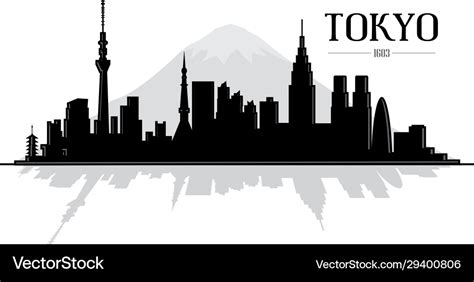 City tokyo japan skyline silhouette Royalty Free Vector