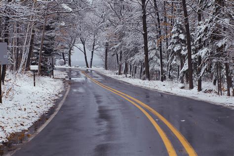 Free Images : tree, winter, road, frost, weather, lane, season ...