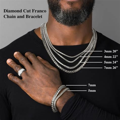 5mm Diamond Cut Franco Chain, 18k Gold Chain Men’s White Gold Necklace