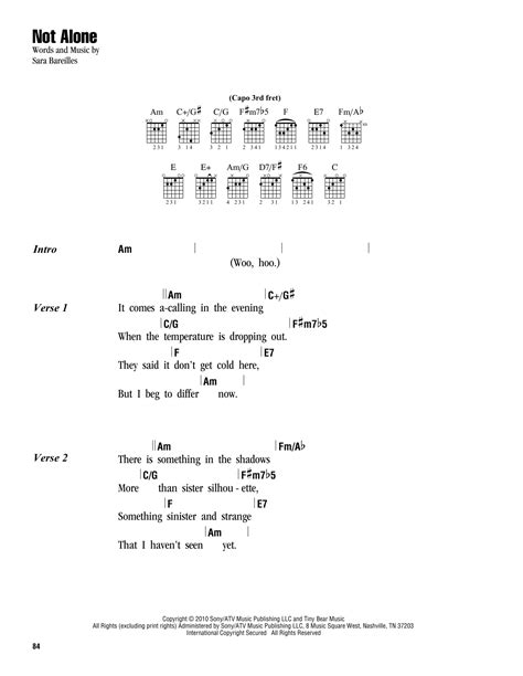 Not Alone by Sara Bareilles Sheet Music for Guitar Chords/Lyrics at Sheet Music Direct