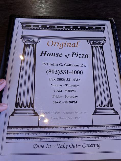 Menu at Original House of Pizza pizzeria, Orangeburg, 591 John C Calhoun Dr