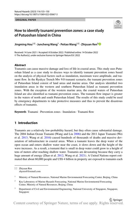 How to identify tsunami prevention zones: a case study of Putuoshan ...