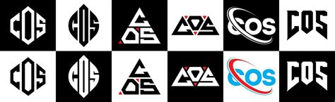 COS letter logo design in six style. COS polygon, circle, triangle ...