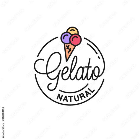 Gelato ice cream logo. Round linear logo of gelato Stock Vector | Adobe Stock