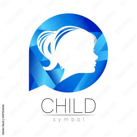 Child Blue Vector Logotype vector Silhouette profile human head. Concept logo for people ...