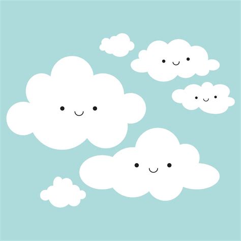 Happy Clouds Wall Decal: Baby Nursery Cloud Appliqué Kids Room Decor in ...