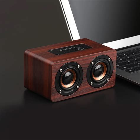 Wood Grain Wireless Bluetooth Speaker Dual Louder Speaker Subwoofer ...