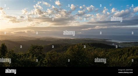 Mountains with sunset horizon Stock Photo - Alamy