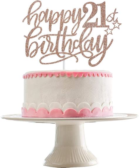 Happy 21st Birthday Cake Topper Rose Gold Glitter, India | Ubuy