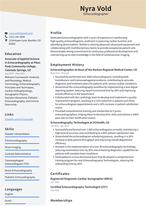 Top 17 Echocardiographer Resume Objective Examples