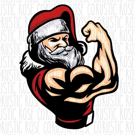 Muscle Santa Claus Body Builder Sublimation Design, PNG File, Clip Art ...