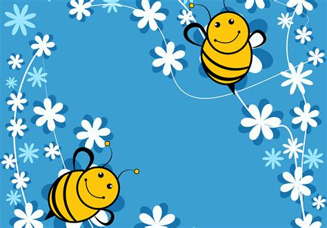 Cute Bee Blue Background - Download Free Vector Art, Stock Graphics & Images