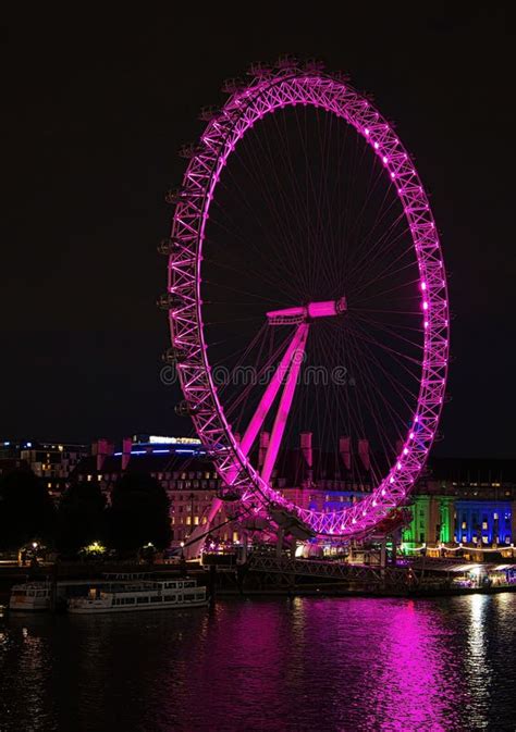 The London Eye Lit in Pink As it Crosses the River Thames Editorial Stock Photo - Image of ...