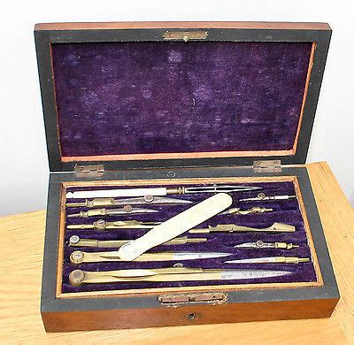 ANTIQUE CASED SET DRAUGHTSMAN DRAWING ENGINEER TOOLS | #521223102