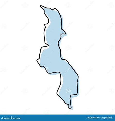 Stylized Simple Outline Map of Malawi Icon. Blue Sketch Map of Malawi ...