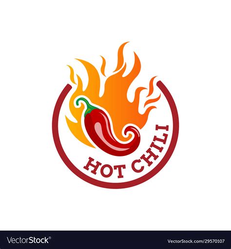 Hot chilli logo food label or sticker concept Vector Image