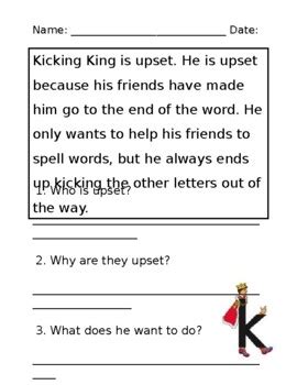 Letterland: Kicking King Comprehension by Ms Neal | TPT