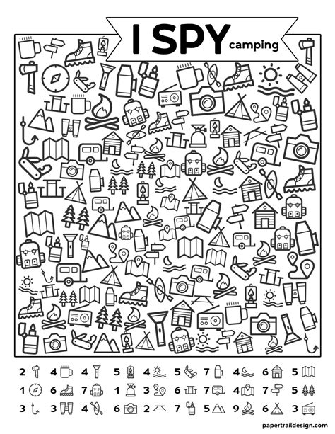 Free Printable I Spy Camping Kids Activity - Paper Trail Design