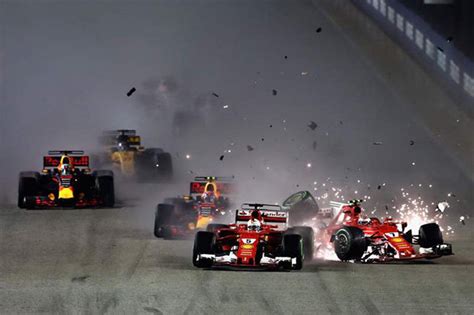 Formula 1 crash: Hamilton wins Singapore GP after Vettel crashes out ...