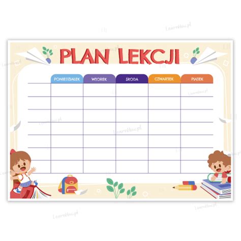 Plan lekcji - Dzieci - Szkoła | Learnhow.pl