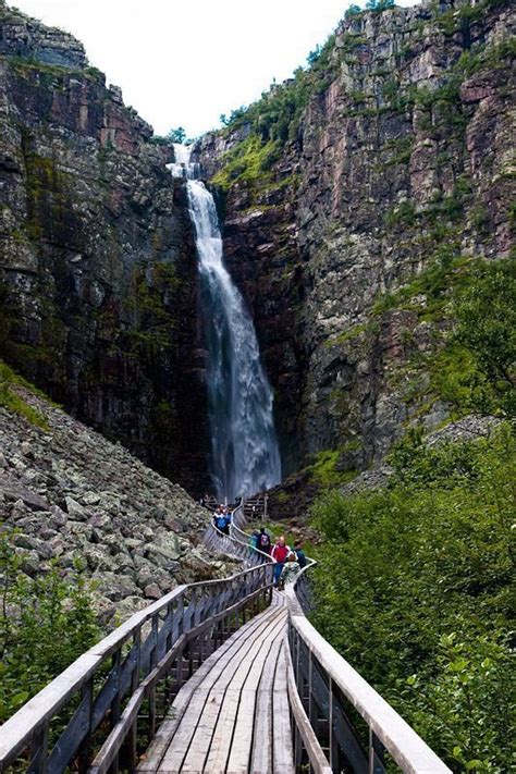 Njupeskär, Sweden's highest waterfall, is located in Fulufjället National Park, Dalarna ...