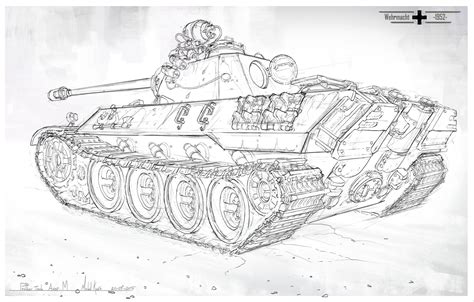 ArtStation - Panther Tank Ausf. M 1952, Michal Kus Tank Drawing, Art ...