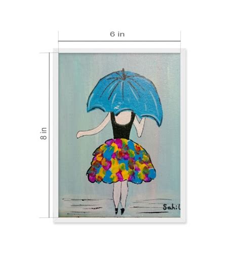 Buy Girl With Blue Umbrella Handmade Acrylic Painting On Canvas By ...