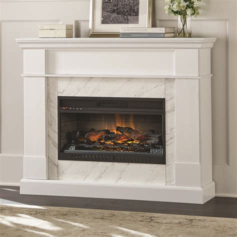 Beaumont 53in White Fireplace Console | Whalen Furniture