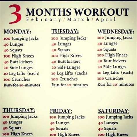 Daily Exercise Schedule | Miscellaneous | Pinterest | Fitness, Exercise and Workout