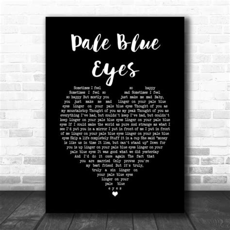 Velvet Underground Pale Blue Eyes Black Heart Song Lyric Art Print ...