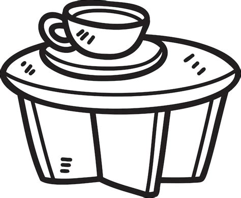 Premium Vector | Hand Drawn Side tables and coffee mugs illustration