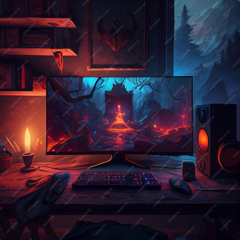 Premium Photo | Gaming desktop PC computer setup gamer illustration