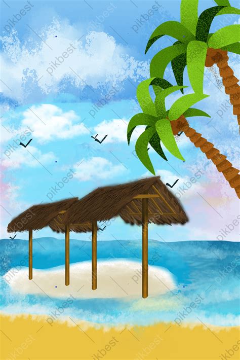 Seaside Holiday Cottage Background Backgrounds | PSD Free Download ...