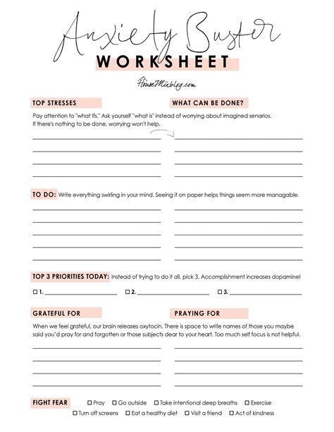 Anxiety buster worksheet – Free printable to help with stress and fear – Let’s be courageous ...