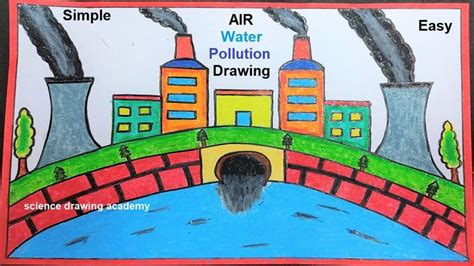 water and air pollution drawing science project - diy - easy and simple @howtofunda @craftpiller ...