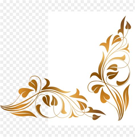 Floral Abstract Filigree Frame For Card - Golden Flower Vector PNG ...