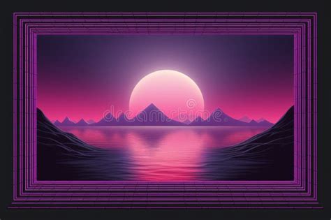 An Image of a Purple Sunset with Mountains in the Background Stock Illustration - Illustration ...