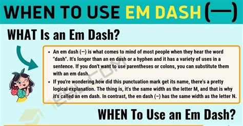 Em Dash (—) How and When to Use an Em Dash (Long Dash) • 7ESL ...