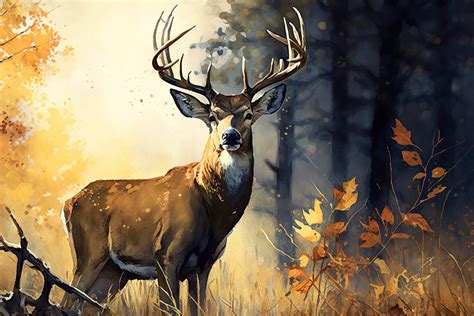 Whitetail Buck Watercolor Painting Digital Print, Nature Art, Buck Deer Painting Print - Etsy